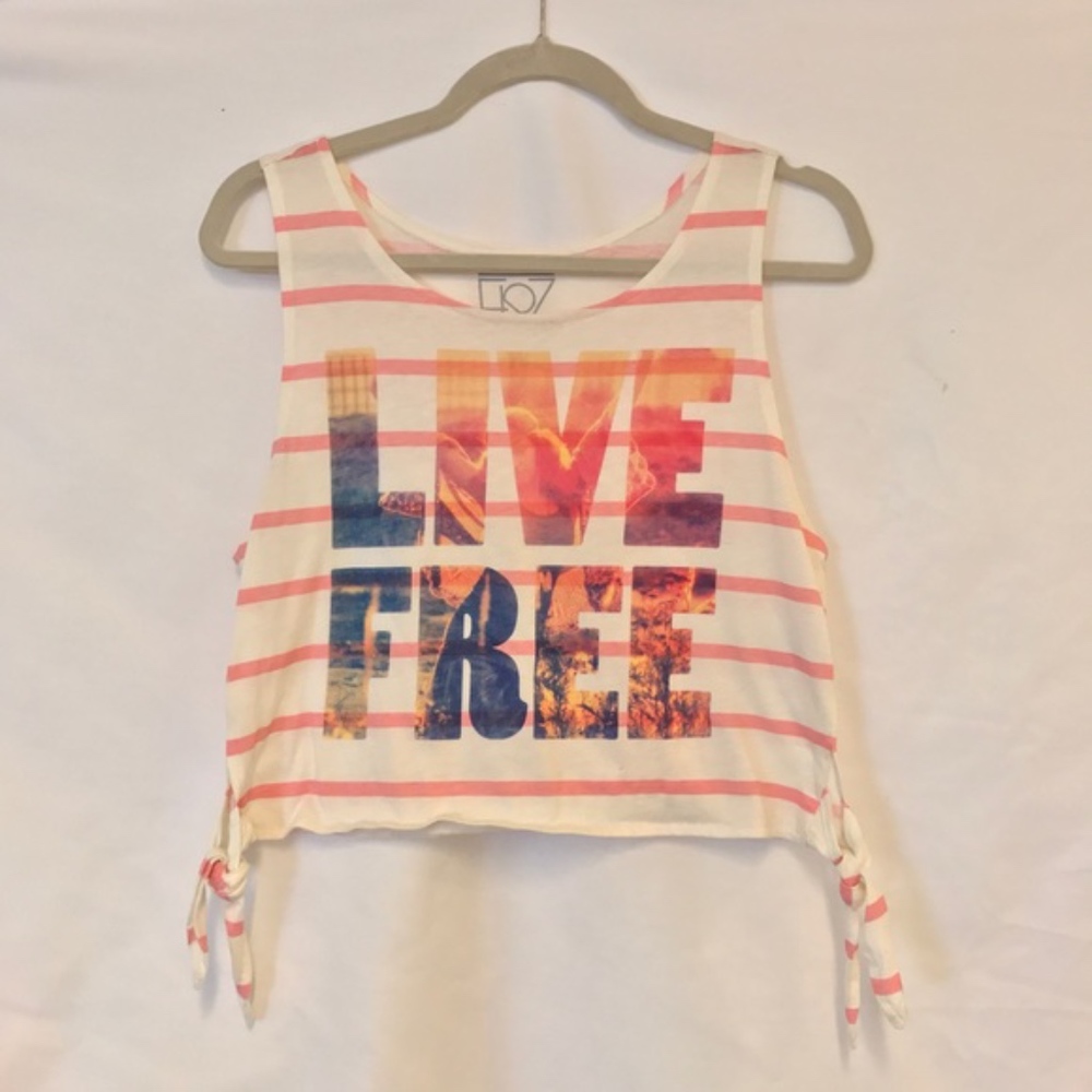 FRZ Striped & Graphic Print Crop Top Size Small